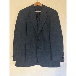 Harris Tweed Blazer Mens 40R Gray Wool Herringbone Sport Coat Alexandre London